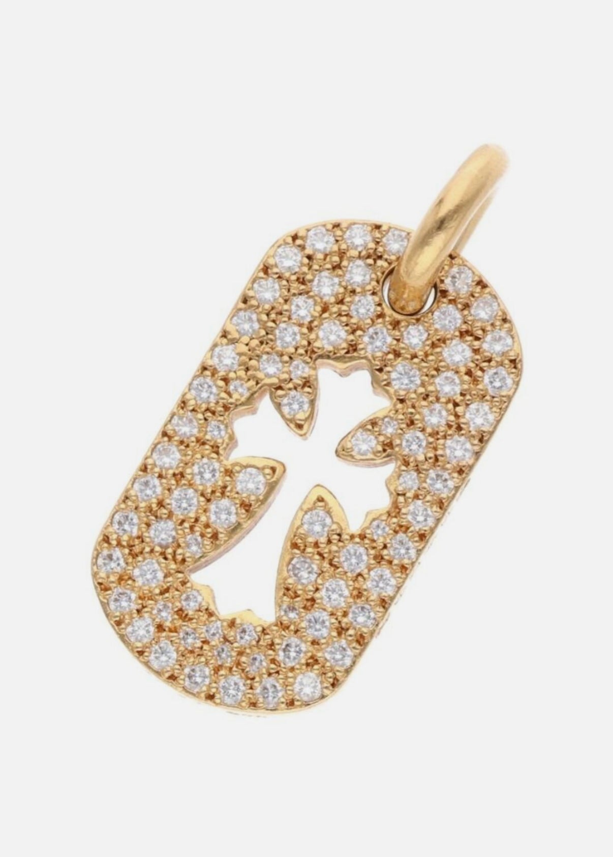 Chrome Hearts 22k Small Dog Tag Diamond Gold Necklace