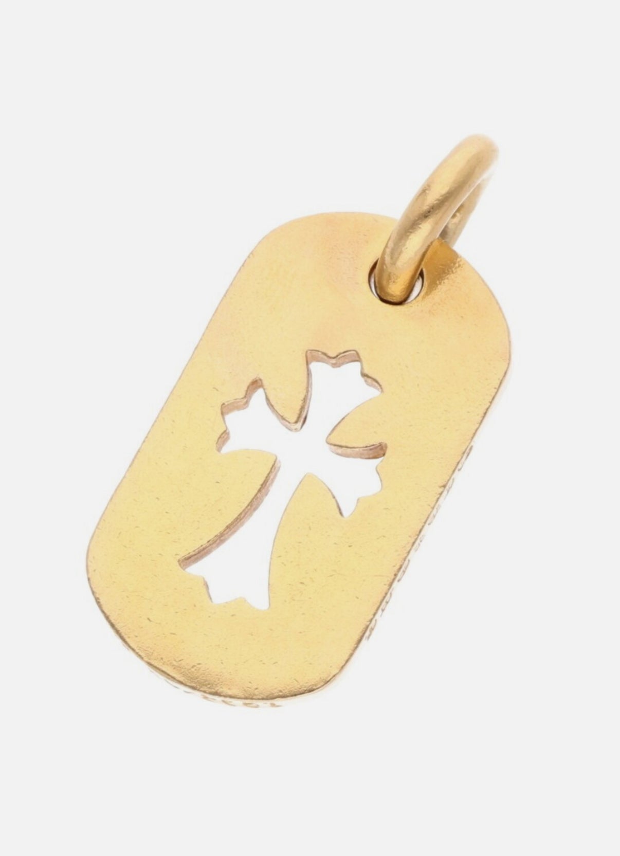 Chrome Hearts 22k Small Dog Tag Diamond Gold Necklace