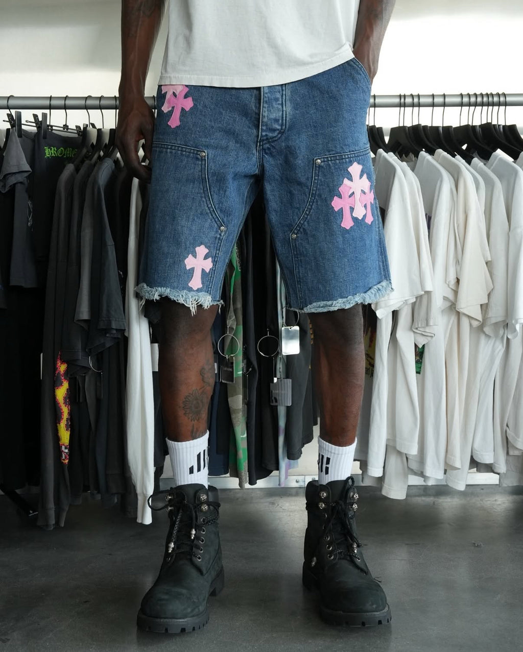 Chrome Hearts Pink Patch Turbo Diesel Shorts