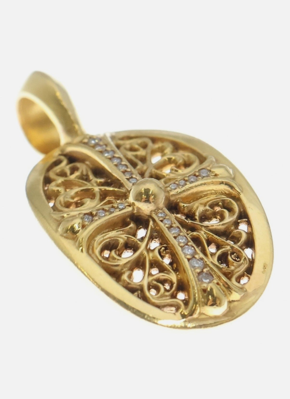 Chrome Hearts 22K OVAL classic Pave diamond gold necklace